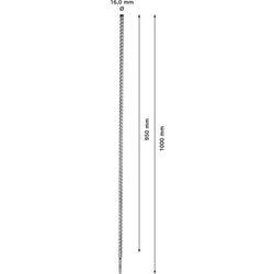 Bosch EXPERT SDS plus-7X Hammerbohrer, 16x950x1000mm, für Bohrhämmer Nr. 2608900135