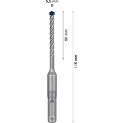 Bosch EXPERT SDS plus-7X Hammerbohrer, 5,5x50x115mm, für Bohrhämmer Nr. 2608900065