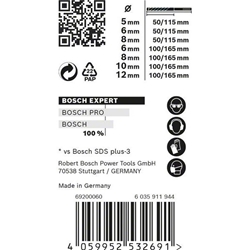 Bosch EXPERT SDS plus-7X Hammerbohrer-Set, 5/6/6/8/8/10/12mm, 7-tlg., für Bohrhämmer Nr. 2608900195