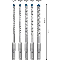 Bosch EXPERT SDS plus-7X Hammerbohrer-Set, 6/6/8/8/10mm, 5-tlg., für Bohrhämmer Nr. 2608900198