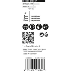 Bosch EXPERT SDS plus-7X Hammerbohrer-Set, 6/8/10mm, 3-tlg., für Bohrhämmer Nr. 2608900196