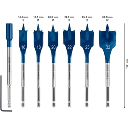 Bosch EXPERT SelfCut Speed Flachfräsbohrer-Set, 16/18/20/22/25/32mm, 7-tlg. Nr. 2608900334