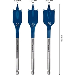 Bosch EXPERT SelfCut Speed Flachfräsbohrer-Set, 20/22/25mm, 3-tlg., für Bohrmaschinen Nr. 2608900331
