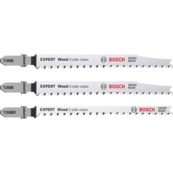 Bosch EXPERT Wood 2-side clean Stichsägeblatt-Set, 3-tlg., T308B/BO, für Stichsägen Nr. 2608900559