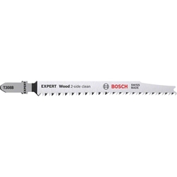 Bosch EXPERT Wood 2-side clean T 308 B Stichsägeblatt, 100 Stück, für Stichsägen Nr. 2608900553