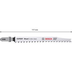 Bosch EXPERT Wood 2-side clean T 308 B Stichsägeblatt, 100 Stück, für Stichsägen Nr. 2608900553