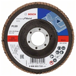 Bosch Fächerschleifscheibe X431 Standard for Metal, gerade, 115mm, 120, Glasgewebe Nr. 2608603715