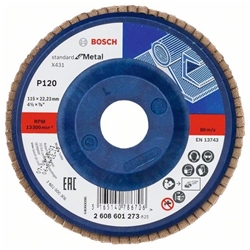 Bosch Fächerschleifscheibe X431 Standard for Metal, gerade, 115mm, 120, Kunststoff Nr. 2608601273