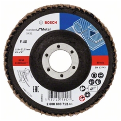Bosch Fächerschleifscheibe X431 Standard for Metal, gerade, 115mm, 40, Glasgewebe Nr. 2608603712