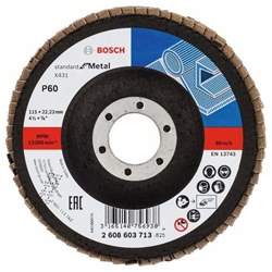 Bosch Fächerschleifscheibe X431 Standard for Metal, gerade, 115mm, 60, Glasgewebe Nr. 2608603713