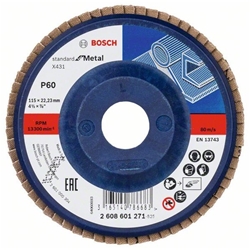 Bosch Fächerschleifscheibe X431 Standard for Metal, gerade, 115mm, 60, Kunststoff Nr. 2608601271