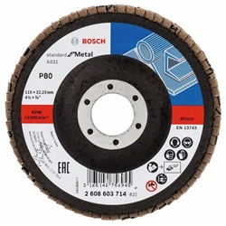 Bosch Fächerschleifscheibe X431 Standard for Metal, gerade, 115mm, 80, Glasgewebe Nr. 2608603714