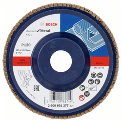Bosch Fächerschleifscheibe X431 Standard for Metal, gerade, 125mm, 120, Kunststoff Nr. 2608601277