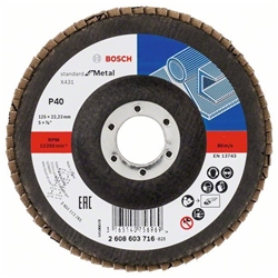Bosch Fächerschleifscheibe X431 Standard for Metal, gerade, 125mm, 40, Glasgewebe Nr. 2608603716
