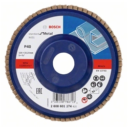 Bosch Fächerschleifscheibe X431 Standard for Metal, gerade, 125mm, 40, Kunststoff Nr. 2608601274