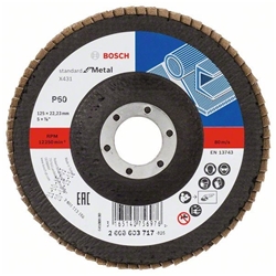Bosch Fächerschleifscheibe X431 Standard for Metal, gerade, 125mm, 60, Glasgewebe Nr. 2608603717