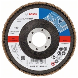 Bosch Fächerschleifscheibe X431 Standard for Metal, gewinkelt, 115mm, 22,23mm, 80 Nr. 2608603654