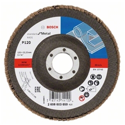 Bosch Fächerschleifscheibe X431 Standard for Metal, gewinkelt, 125mm, 22,23mm, 120 Nr. 2608603659