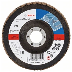 Bosch Fächerschleifscheibe X431 Standard for Metal, gewinkelt, 125mm, 22,23mm, 60 Nr. 2608603657