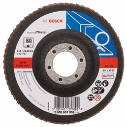 Bosch Fächerschleifscheibe X551 EXPERT for Metal, gerade, 115mm, 80, Glasgewebe Nr. 2608607351
