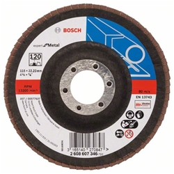 Bosch Fächerschleifscheibe X551 EXPERT for Metal, gewinkelt, 115mm, 120, Glasgewebe Nr. 2608607346