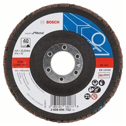 Bosch Fächerschleifscheibe X551 EXPERT for Metal, gewinkelt, 115mm, 40, Glasgewebe Nr. 2608606752