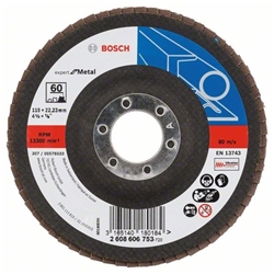 Bosch Fächerschleifscheibe X551 EXPERT for Metal, gewinkelt, 115mm, 60, Glasgewebe Nr. 2608606753