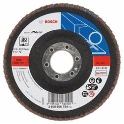 Bosch Fächerschleifscheibe X551 EXPERT for Metal, gewinkelt, 115mm, 80, Glasgewebe Nr. 2608606754