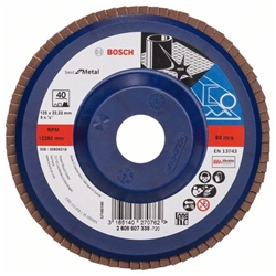 Bosch Fächerschleifscheibe X571 Best for Metal, gerade, 115mm, 60, Glasgewebe Nr. 2608607323