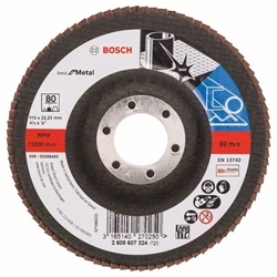 Bosch Fächerschleifscheibe X571 Best for Metal, gerade, 115mm, 80, Glasgewebe Nr. 2608607324