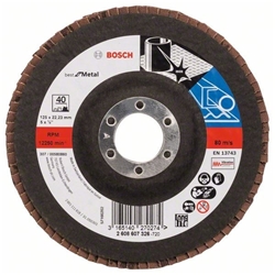 Bosch Fächerschleifscheibe X571 Best for Metal, gerade, 125mm, 40, Glasgewebe Nr. 2608607326