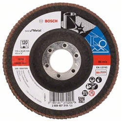 Bosch Fächerschleifscheibe X571 Best for Metal, gewinkelt, 115mm, 120, Glasgewebe Nr. 2608607319