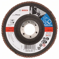 Bosch Fächerschleifscheibe X571 Best for Metal, gewinkelt, 115mm, 40, Glasgewebe Nr. 2608605450