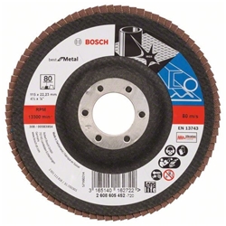 Bosch Fächerschleifscheibe X571 Best for Metal, gewinkelt, 115mm, 80, Glasgewebe Nr. 2608605452