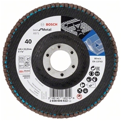 Bosch Fächerschleifscheibe X571 Best for Metal, gewinkelt, 125mm, 40, Glasgewebe Nr. 2608606922