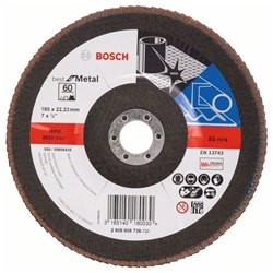 Bosch Fächerschleifscheibe X571 Best for Metal, gewinkelt, 180mm, 60, Glasgewebe Nr. 2608606738