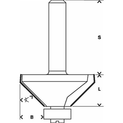 Bosch Fasefräser, 1/4-Zoll, D1 34,9mm, B 13mm, L 14,7mm, G 56mm, 45° Nr. 2608628416