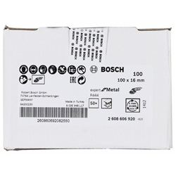 Bosch Fiberschleifscheibe R444 EXPERT for Metal, Korund, 100mm, 16mm, 100 Nr. 2608606920