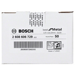 Bosch Fiberschleifscheibe R574 Best for Metal, Zirkonkorund, 115mm, 22,23mm, 100 Nr. 2608606729