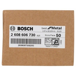 Bosch Fiberschleifscheibe R574 Best for Metal, Zirkonkorund, 115mm, 22,23mm, 120 Nr. 2608606730