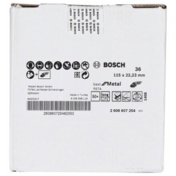 Bosch Fiberschleifscheibe R574 Best for Metal, Zirkonkorund, 115mm, 22,23mm, 36 Nr. 2608607254