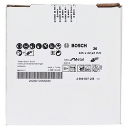 Bosch Fiberschleifscheibe R574 Best for Metal, Zirkonkorund, 125mm, 22,23mm, 36 Nr. 2608607255