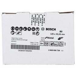 Bosch Fiberschleifscheibe R574 Best for Metal, Zirkonkorund, 125mm, 22,23mm, 80 Nr. 2608606734