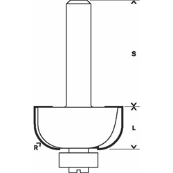 Bosch Hohlkehlenfräser, 6mm, R1 6,4mm, D 25,4mm, L 12,6mm, G 54mm Nr. 2608628455