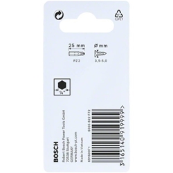 Bosch Impact Control Schrauberbit, 25mm, 2xPZ2, für Schraubendreher Nr. 2608522401