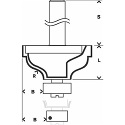 Bosch Kantenformfräser A, 8mm, R1 4,8mm, B 11mm, L 14,3mm, G 57mm Nr. 2608628393