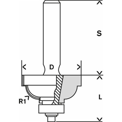 Bosch Kantenformfräser F, 8mm, R1 6,3mm, D 28,5mm, L 13,2mm, G 54mm Nr. 2608628356
