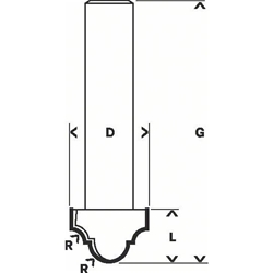 Bosch Kantenformfräser H, 8mm, R1 2,4mm, D 12,7mm, L 12,4mm, G 46mm Nr. 2608628398