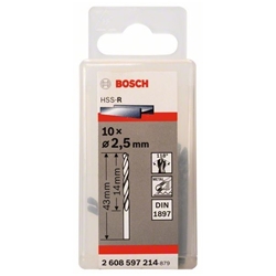 Bosch Karosseriebohrer HSS-R, DIN 1897, 2,5x14x43mm, 10er-Pack Nr. 2608597214