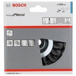 Bosch Kegelbürste Heavy for Metal, 100mm, gezopfter Stahldraht Nr. 2608622011